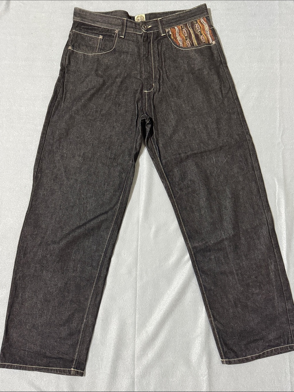 Vintage Blac Label Denim Jeans Men's 36/32 Blue Baggy Embroidered Grunge